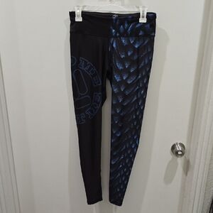 Feed Me Fight Me Women's Black and Blue Dragon Patterned Leggings